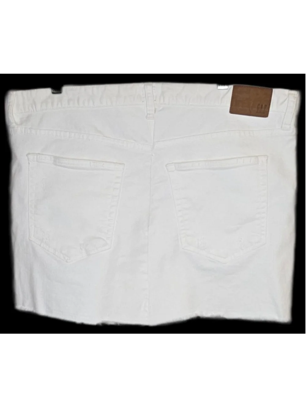 Gap Denim White Mini Skirt Womens Size 34 Distressed Stretch Jean Skirt Casual